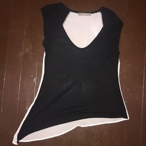 White and black shirt sleeve with sheer back!